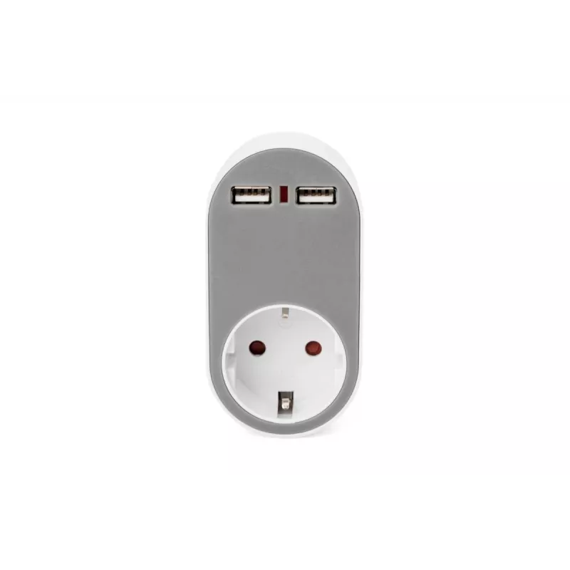 DIGITUS maitinimo adapteris su 2 USB prievadais 250 V, 50 Hz, USB: 5 V, 2,1 A, balta / pilka