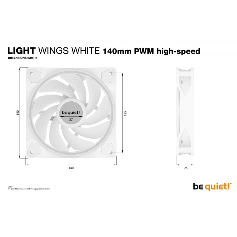 be quiet Light Wings White | 140mm PWM high-speed Triple-Pack kompiuterio korpuso ventiliatorius 14 cm 3 vnt.