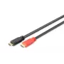 DIGITUS ASSMANN HDMI High Speed jungiamasis laidas, A tipo, su stiprintuvu, M/M, 15m Full HD, CE, juodas auksinis