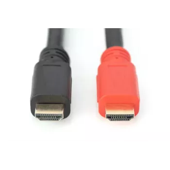 DIGITUS ASSMANN HDMI High Speed jungiamasis laidas, A tipo, su stiprintuvu, M/M, 15m Full HD, CE, juodas auksinis