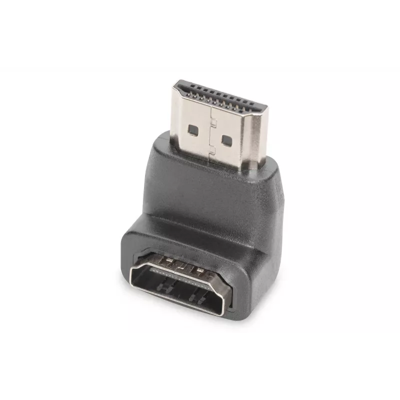 DIGITUS HDMI adapteris, A tipo, 90° kampu M/M, Ultra HD 60p, juodas auksas