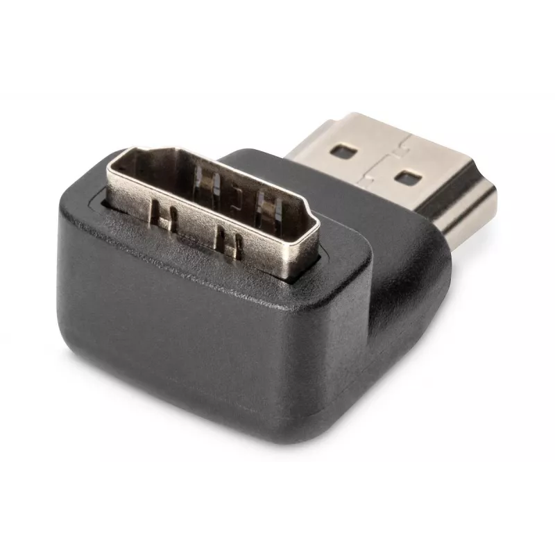 DIGITUS HDMI adapteris, A tipo, 90° kampu M/M, Ultra HD 60p, juodas auksas