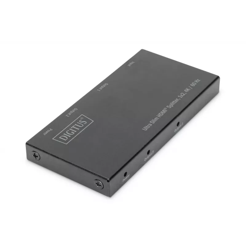 DIGITUS Ultra plonas HDMI skirstytuvas, 1x2, 4K/60Hz HDR, HDCP 2.2, 18 Gbps, maitinamas per Micro USB