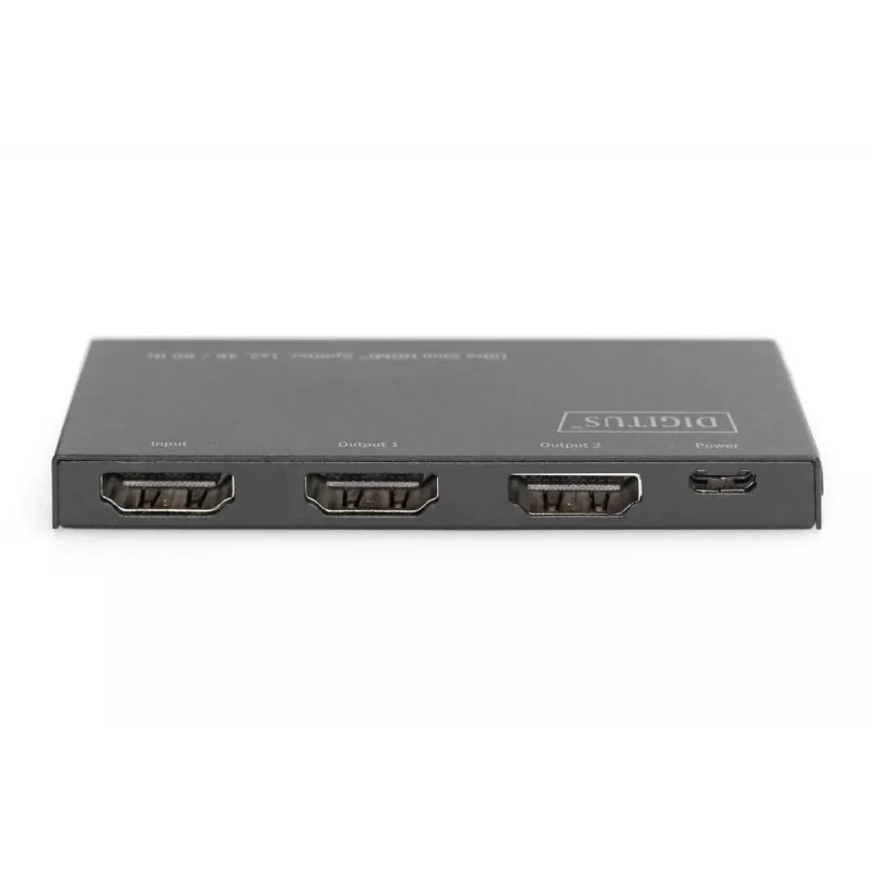 DIGITUS Ultra plonas HDMI skirstytuvas, 1x2, 4K/60Hz HDR, HDCP 2.2, 18 Gbps, maitinamas per Micro USB
