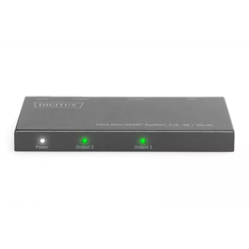 DIGITUS Ultra plonas HDMI skirstytuvas, 1x2, 4K/60Hz HDR, HDCP 2.2, 18 Gbps, maitinamas per Micro USB