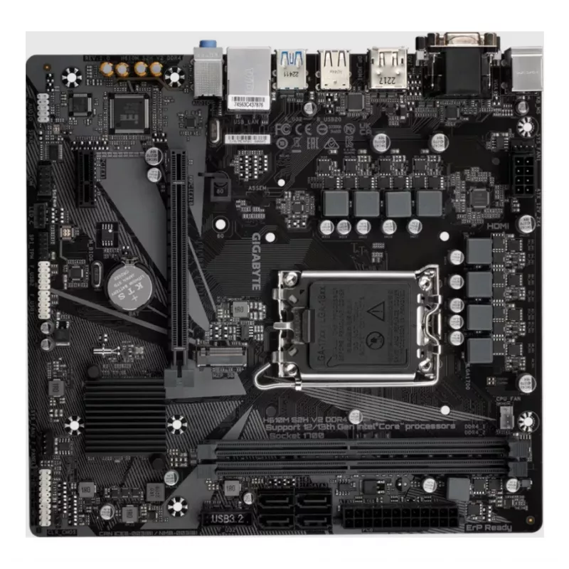 GIGABYTE H610M S2H V2 DDR4 pagrindinė plokštė - palaiko Intel Core 14-os kartos procesorius, 6+1+1 hibridinių fazių skaitmeninis VRM, iki 3200 MHz DDR4 (OC), 1x PCIe 3.0 M.2, GbE LAN, USB 3.2 Gen 1