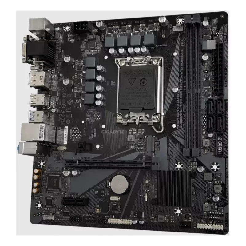 GIGABYTE H610M S2H V2 DDR4 pagrindinė plokštė - palaiko Intel Core 14-os kartos procesorius, 6+1+1 hibridinių fazių skaitmeninis VRM, iki 3200 MHz DDR4 (OC), 1x PCIe 3.0 M.2, GbE LAN, USB 3.2 Gen 1