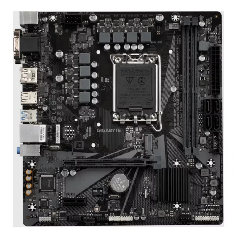 GIGABYTE H610M S2H V2 DDR4 pagrindinė plokštė - palaiko Intel Core 14-os kartos procesorius, 6+1+1 hibridinių fazių skaitmeninis VRM, iki 3200 MHz DDR4 (OC), 1x PCIe 3.0 M.2, GbE LAN, USB 3.2 Gen 1