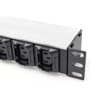 DIGITUS 1U aliumininis PDU montuojamas į stovą 8x C13 2xC19 16A 230VAC 50/60Hz IEC C20 kištukas