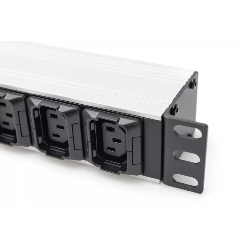 DIGITUS 1U aliumininis PDU montuojamas į stovą 8x C13 2xC19 16A 230VAC 50/60Hz IEC C20 kištukas