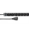 DIGITUS 1U aliumininis PDU montuojamas į stovą 8x C13 2xC19 16A 230VAC 50/60Hz IEC C20 kištukas