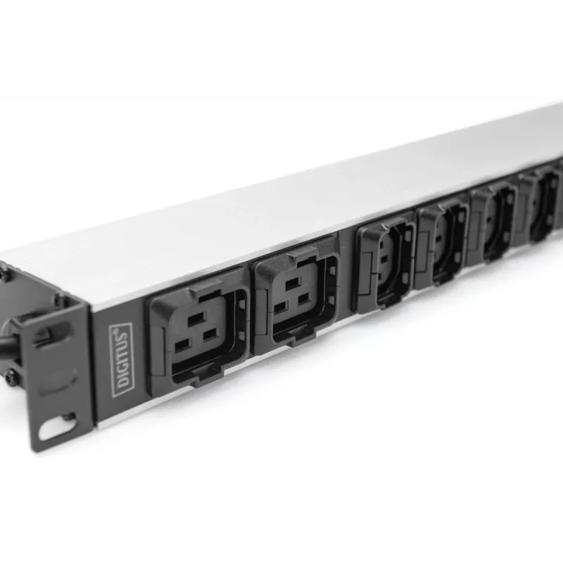 DIGITUS 1U aliumininis PDU montuojamas į stovą 8x C13 2xC19 16A 230VAC 50/60Hz IEC C20 kištukas