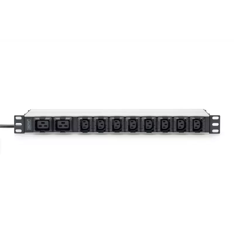 DIGITUS 1U aliumininis PDU montuojamas į stovą 8x C13 2xC19 16A 230VAC 50/60Hz IEC C20 kištukas