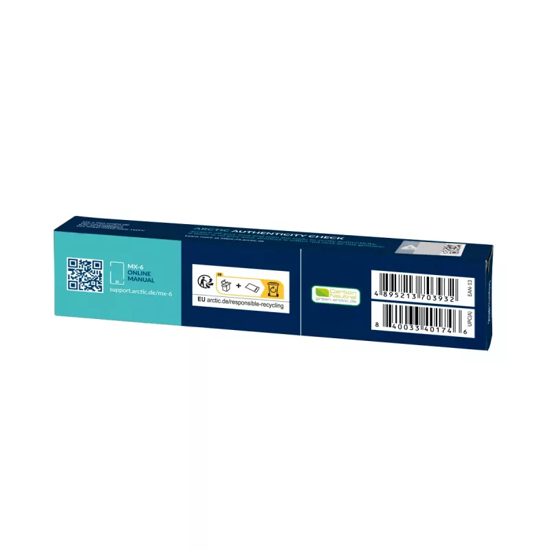 ARCTIC MX-6 ULTIMATE Performance Thermal Paste, Thermal grease, Pilka, 8 g, 1 vnt., 27 mm, 121 mm