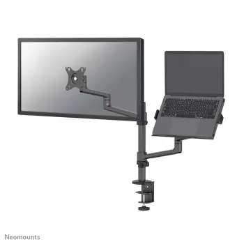 Neomounts DS20-425BL2 Monitoriaus laikiklis su nešiojamojo kompiuterio laikikliu 17-27 col. - taupantis vietą
