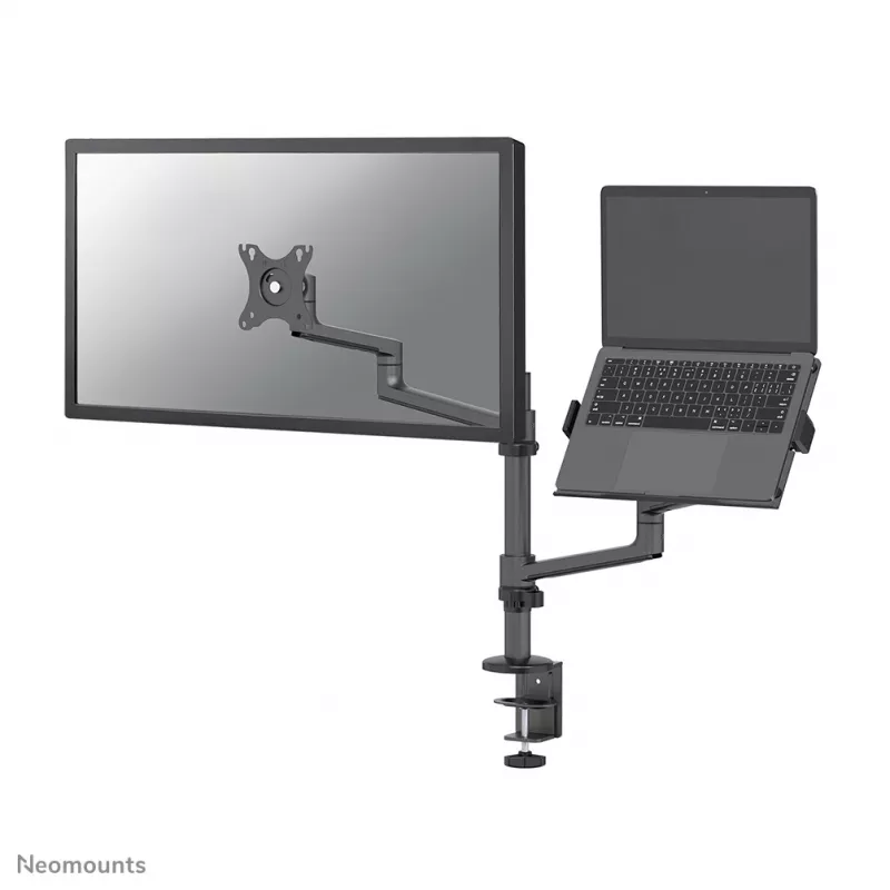 Neomounts DS20-425BL2 Monitoriaus laikiklis su nešiojamojo kompiuterio laikikliu 17-27 col. - taupantis vietą