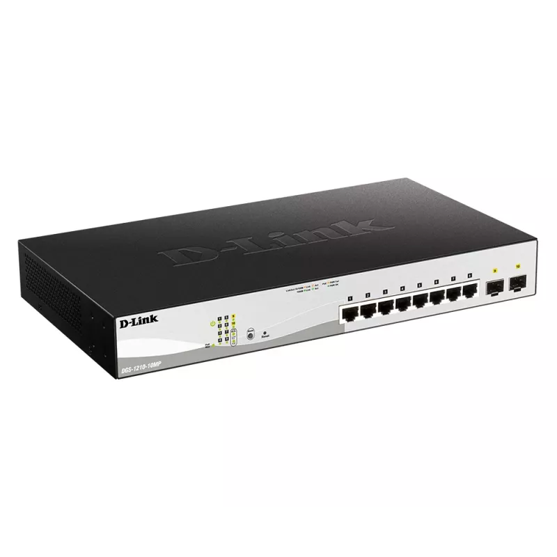 D-Link DGS-1210-10MP valdomas L2 Gigabit Ethernet (10/100/1000) maitinimas per Ethernet (PoE) juoda, pilka