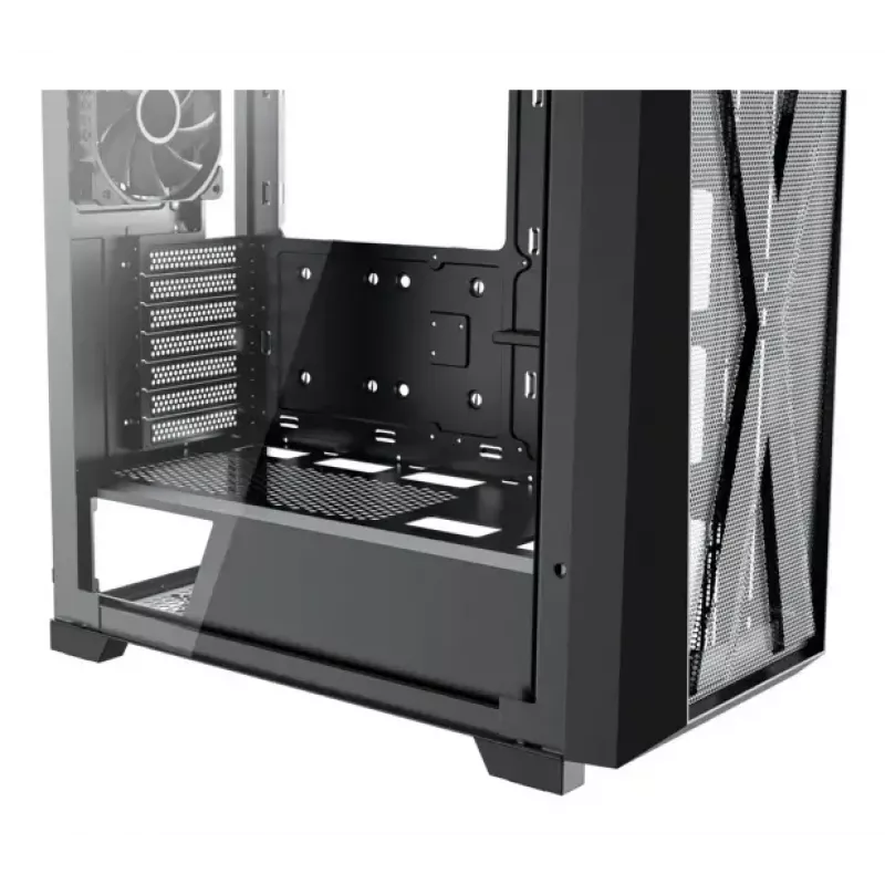 PC Midi Tower korpusas XILENCE XG151 — juodas, palaiko ATX/Micro-ATX/Mini-ITX, apatinis PSU, 2x 3,5 colio + 4x 2,5 colio nišos