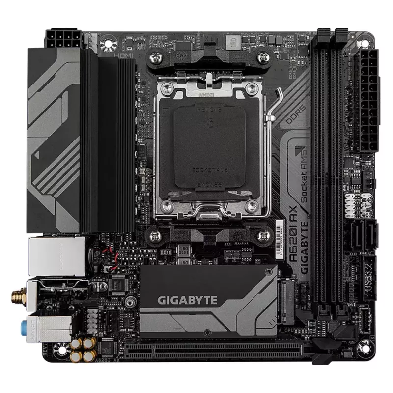 GIGABYTE A620I AX pagrindinė plokštė, AMD A620, lizdas AM5, Mini-ITX