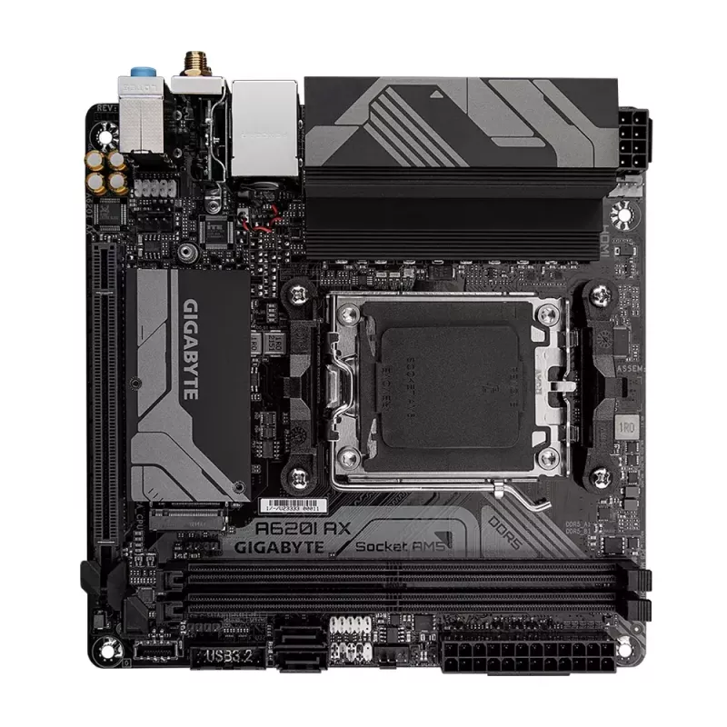GIGABYTE A620I AX pagrindinė plokštė, AMD A620, lizdas AM5, Mini-ITX