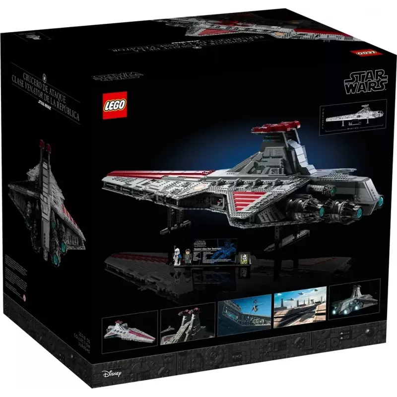 LEGO Star Wars Republic Venator Class Attack Cruiser 75367 — konstravimo rinkinys, 5 374 vnt., 320×1 090×540 mm, 2 minifigūrėlės, amžius 18+