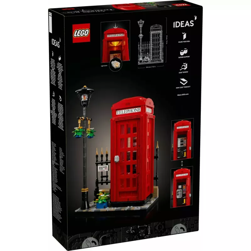 Konstruktorius LEGO raudona Londono telefono būdelė 21347 – modulinis kolekcinis rinkinys, 1460 dalių, 18+