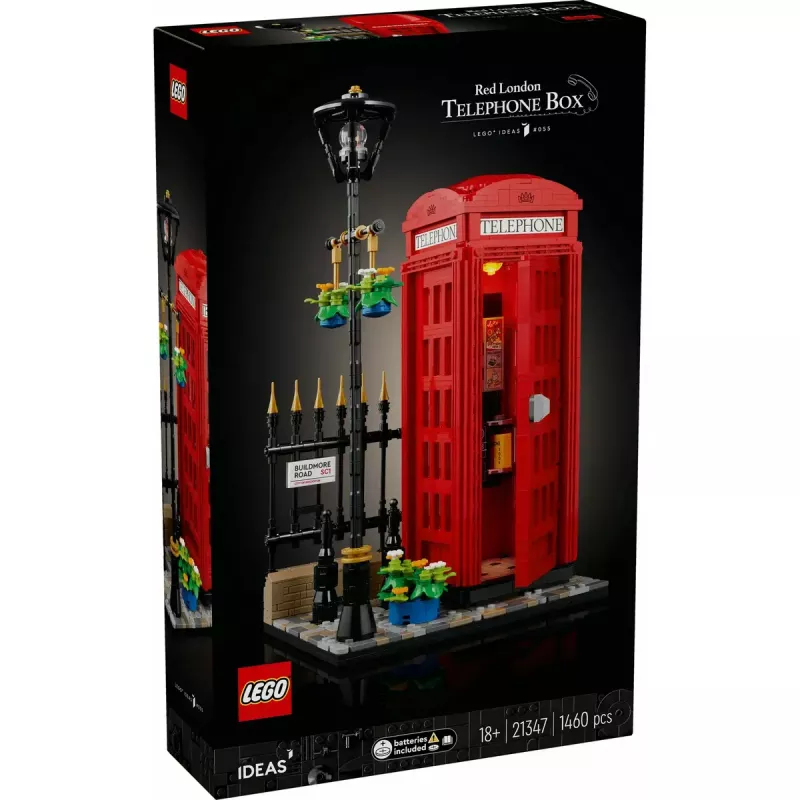 Konstruktorius LEGO raudona Londono telefono būdelė 21347 – modulinis kolekcinis rinkinys, 1460 dalių, 18+
