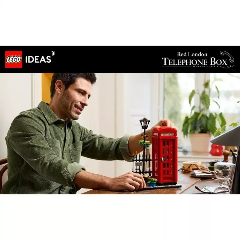 Konstruktorius LEGO raudona Londono telefono būdelė 21347 – modulinis kolekcinis rinkinys, 1460 dalių, 18+