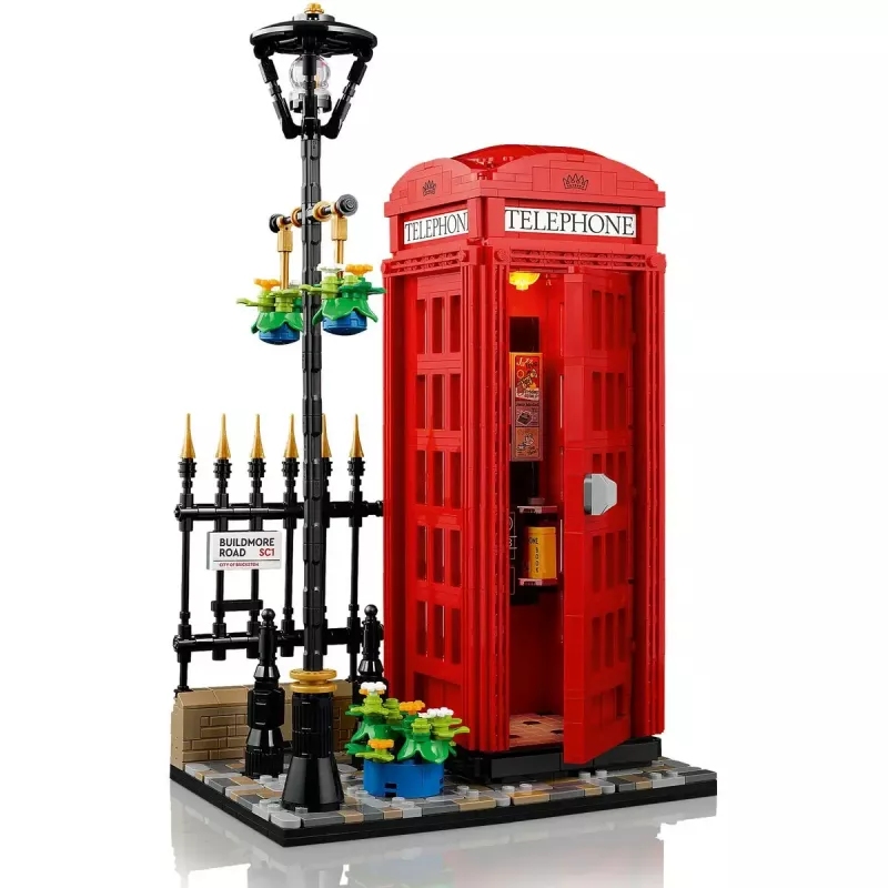 Konstruktorius LEGO raudona Londono telefono būdelė 21347 – modulinis kolekcinis rinkinys, 1460 dalių, 18+