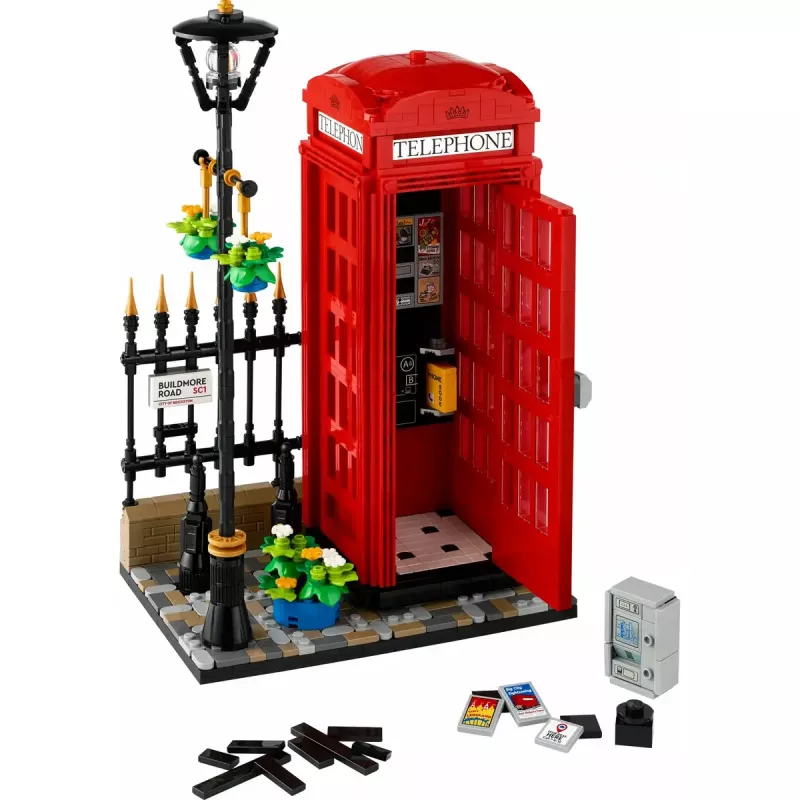 Konstruktorius LEGO raudona Londono telefono būdelė 21347 – modulinis kolekcinis rinkinys, 1460 dalių, 18+