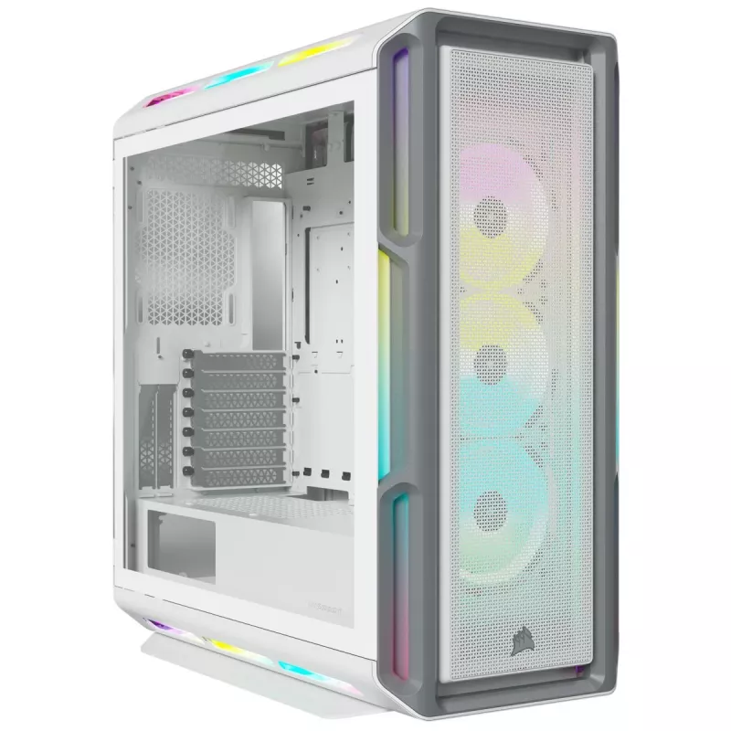 CORSAIR Mid-tower ATX Pc Case - Icue 5000t - RGB Tempered Glass - White