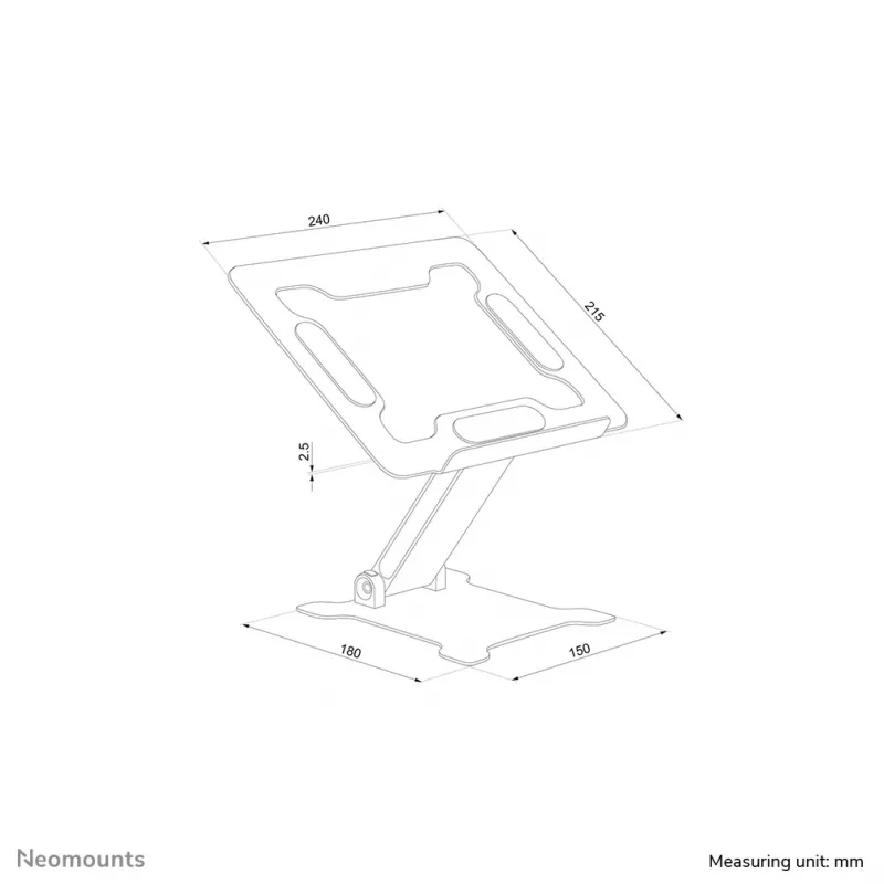 Neomounts DS20-740BL1 nešiojamojo kompiuterio stovas 11-15 colių – reguliuojamas aukštis – sulankstomas – kompaktiškas – universalus