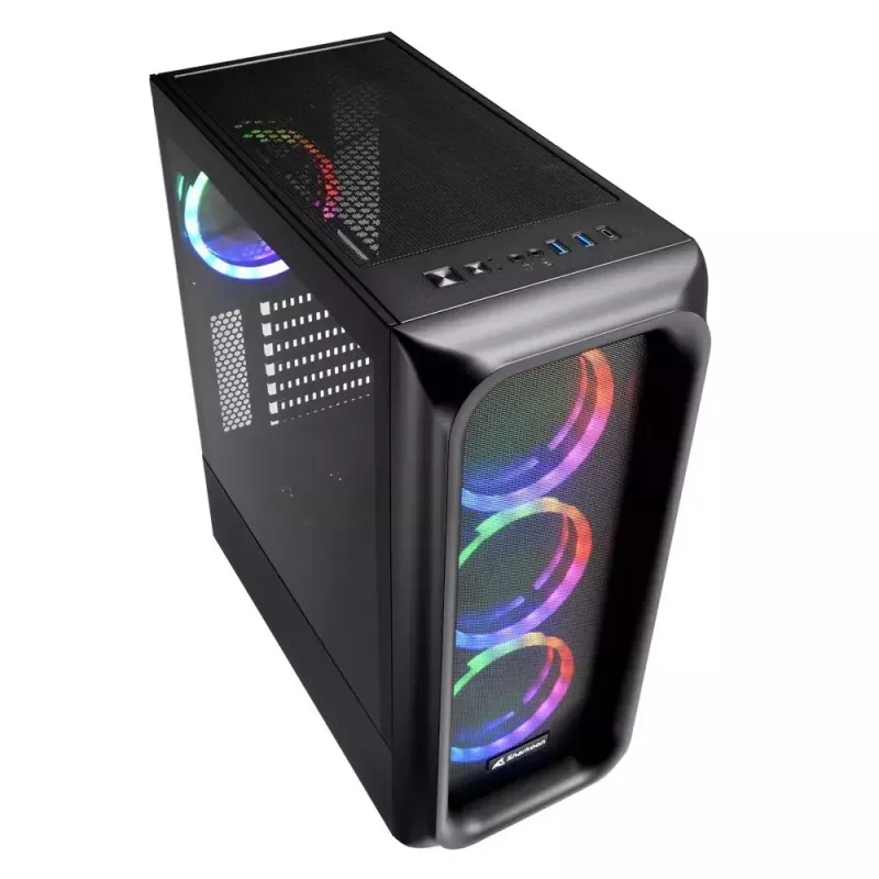 Kompiuterio korpusas Sharkoon TK5M RGB ATX stalinių kompiuterių juodas