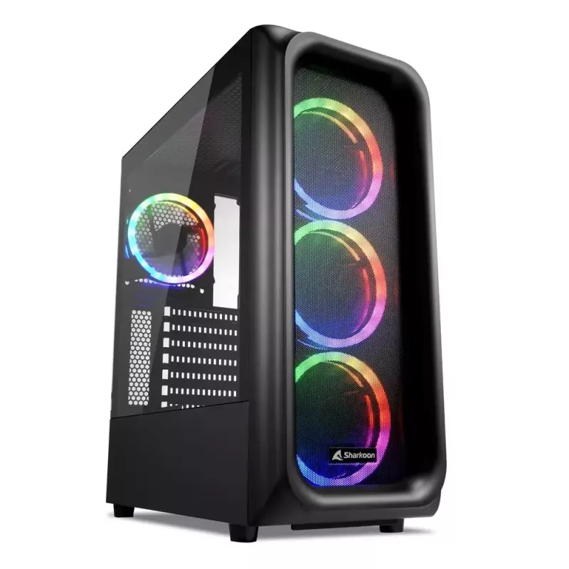 Kompiuterio korpusas Sharkoon TK5M RGB ATX stalinių kompiuterių juodas