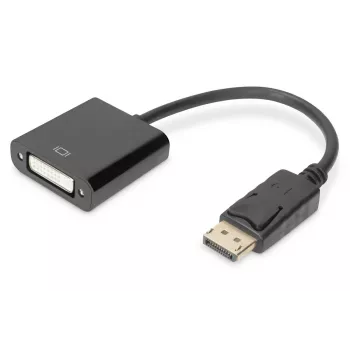 DIGITUS ASSMANN DisplayPort adapterio laidas, DP - DVI (24+5) M/F, 15cm su fiksavimu, DP 1.2 suderinamas, CE juodas