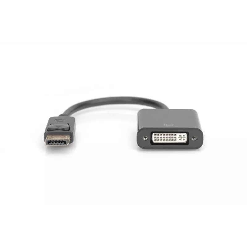 DIGITUS ASSMANN DisplayPort adapterio laidas, DP - DVI (24+5) M/F, 15cm su fiksavimu, DP 1.2 suderinamas, CE juodas