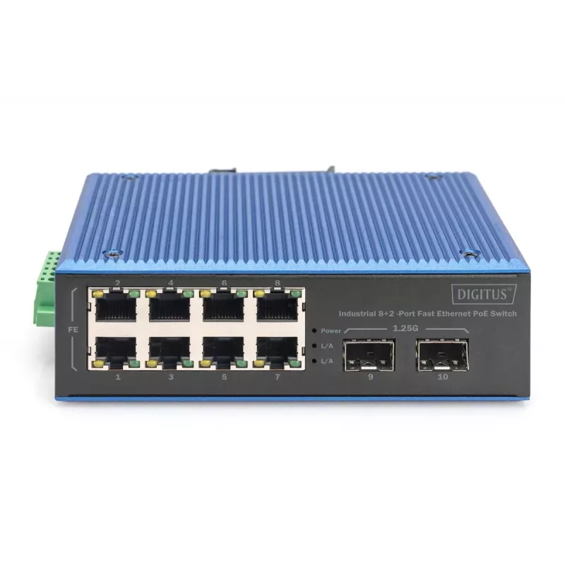 Nevaldomas komutatorius DIGITUS DN-651147 8+2 prievadų Fast Ethernet PoE 1 Gbit/s