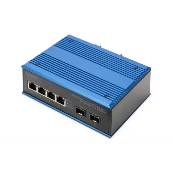 DIGITUS pramoninis 4+2 prievadų gigabitinio eterneto PoE komutatorius 4 prievadai GE PoE RJ45 2 GE SFP prievadai