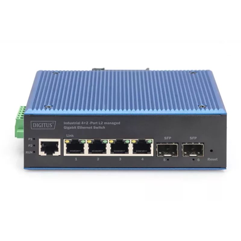 DIGITUS Industrial 4+2-Port L2 managed Gigabit Ethernet Switch 4xGE RJ45 + 2 SFP Port