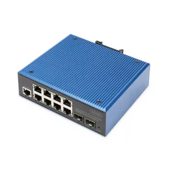 DIGITUS Industrial 8+2-Port Gigabit L2 managed Ethernet POE Switch 8xGE RJ45 + 2 SFP Port IEEE802.3at (30W)