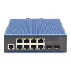 DIGITUS Industrial 8+2-Port Gigabit L2 managed Ethernet POE Switch 8xGE RJ45 + 2 SFP Port IEEE802.3at (30W)