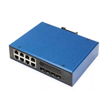 DIGITUS pramoninis 8+4SFP+ prievadų L2 valdomas Gigabit Ethernet PoE komutatorius 8x GE RJ45 +4 SFP+ prievadai PoE