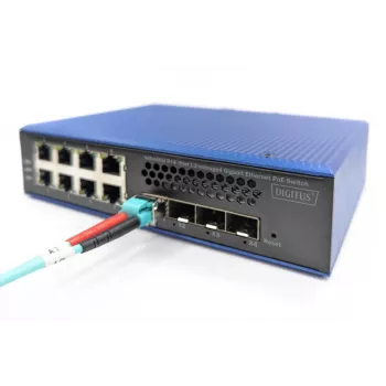 DIGITUS pramoninis 8+4SFP+ prievadų L2 valdomas Gigabit Ethernet PoE komutatorius 8x GE RJ45 +4 SFP+ prievadai PoE