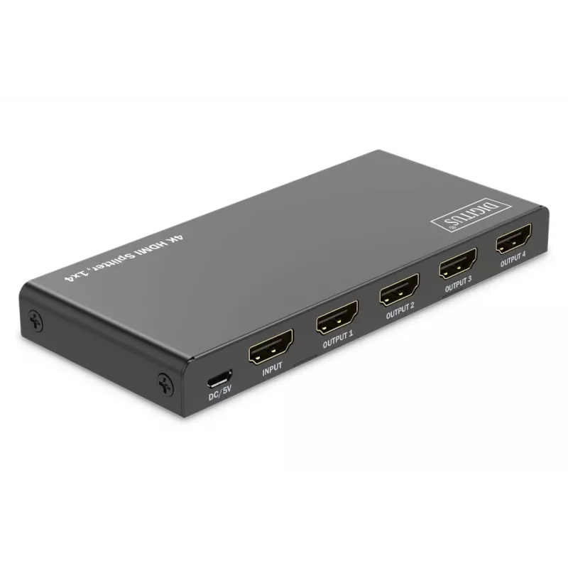 DIGITUS 1x4 HDMI skirstytuvas. 4K/60Hz HDCP 2.3. EDID valdymas