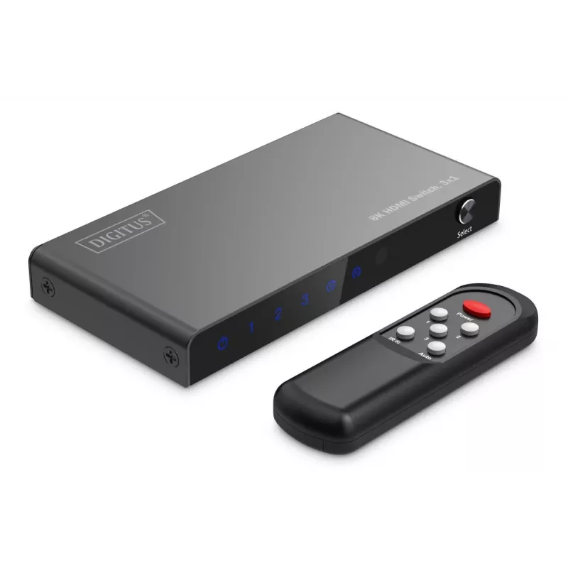 DIGITUS 3x1 HDMI jungiklis. 8K/60Hz (4:4:4). HDR. HDCP 2.3