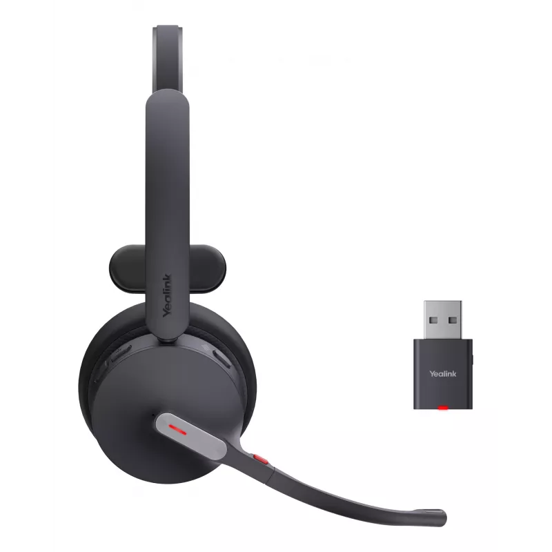 Yealink WH64 Hybrid Mono UC ausinės Belaidis Galvos juostelė Biuras/Skambučių centras Micro-USB Bluetooth Juoda