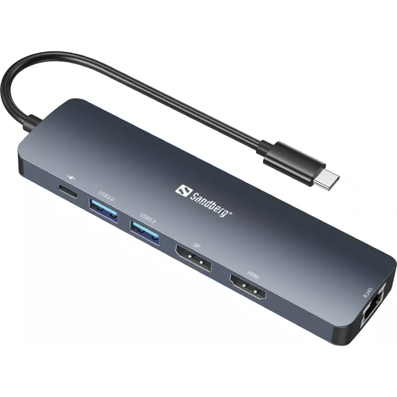 Sandberg USB-C 8K Display Dock USB 3.2 Gen 1 Type-C 100W Power Delivery