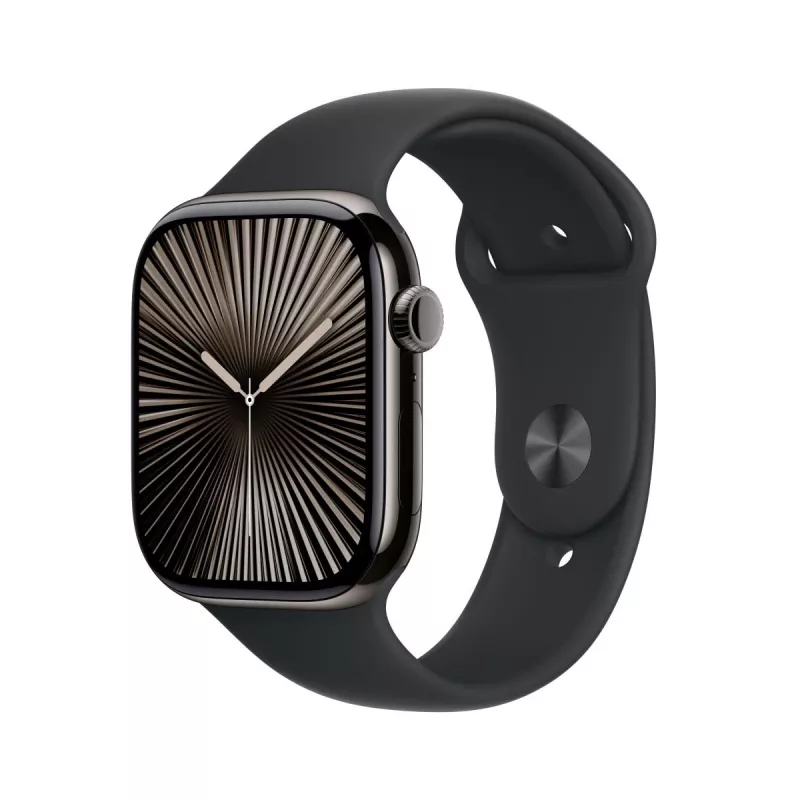 APPLE Watch Series 10 GPS + Cellular 46mm Slate Titanium korpusas su juodu sportiniu dirželiu - M/L