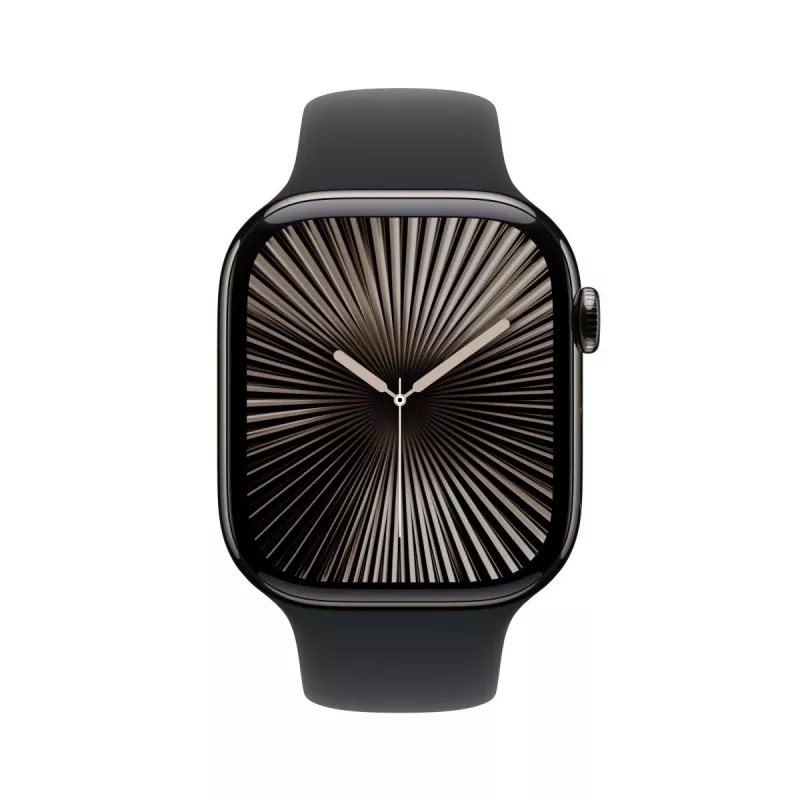 APPLE Watch Series 10 GPS + Cellular 46mm Slate Titanium korpusas su juodu sportiniu dirželiu - M/L