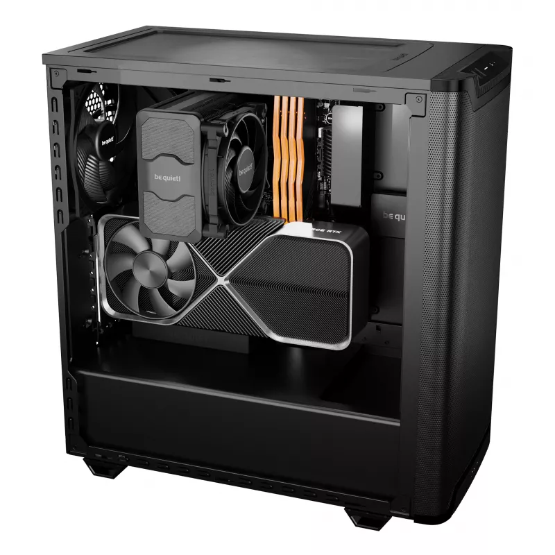 PC korpusas bequiet! PURE BASE 501 Airflow Window MIDI Tower — ATX, grūdintas stiklas, 3x140/240mm palaikymas, 2x3,5 colio + 5x2,5 colio, USB-A x2, USB-C x1